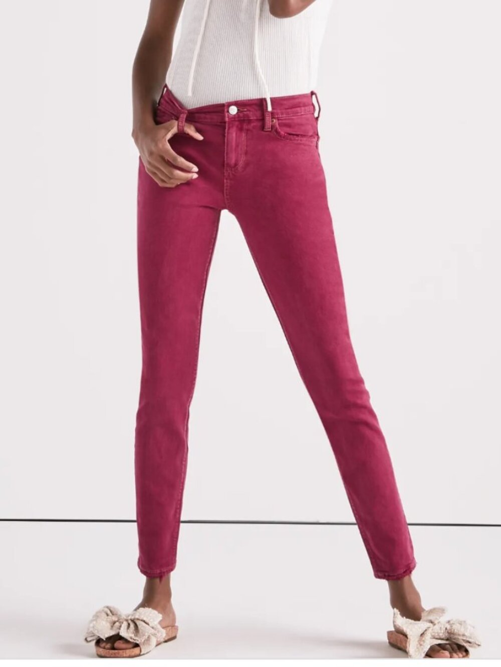 Lucky Brand Ava Mid Rise Skinny Jeans Elegant Burgundy Size 4/27